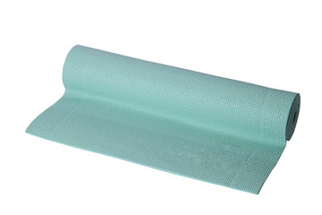 turquoise yoga mat on a white background