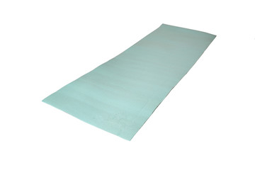 turquoise yoga mat on a white background