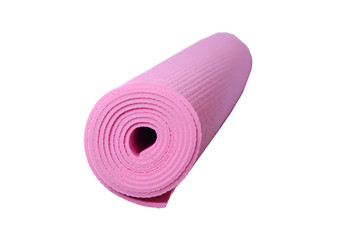 pink yoga mat on a white background