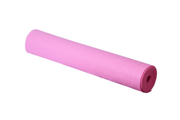 pink yoga mat on a white background