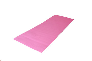 pink yoga mat on a white background