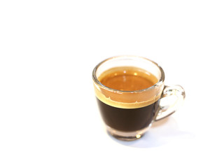 cup of black coffee on white background