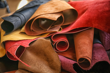 Assortment of colorful leather pieces