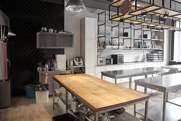 Interior of professional kitchen in restaurant