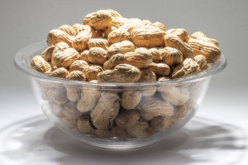 Peanuts isolated on white background. Peanut macro.