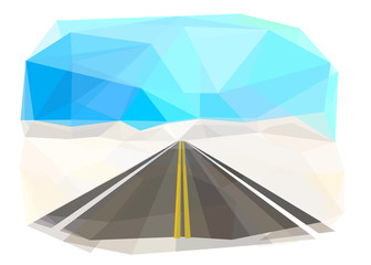 Winter mountain road, vector