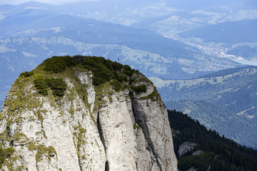 View from the Toaca peak to the Panaghia rock in Romania Carpathians