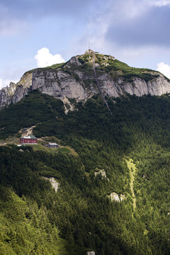 Toaca peak in Ceahlau mountains Romania Carpathians
