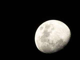 half moon in dark sky of Sao Paulo city, Brazil