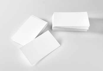 Blank business cards on white background