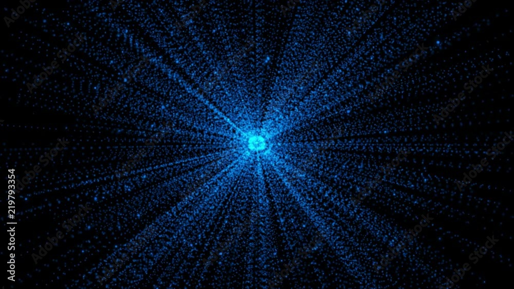 Aufkleber Abstract Particle Futuristic Line Dot Shooting With Center Lens Flare Animation Loop Screensaver Background