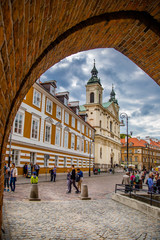 WARSAW - July 20: Parks, fountains filled with tourists in the Old Town of Warsaw, Poland, July 20,...