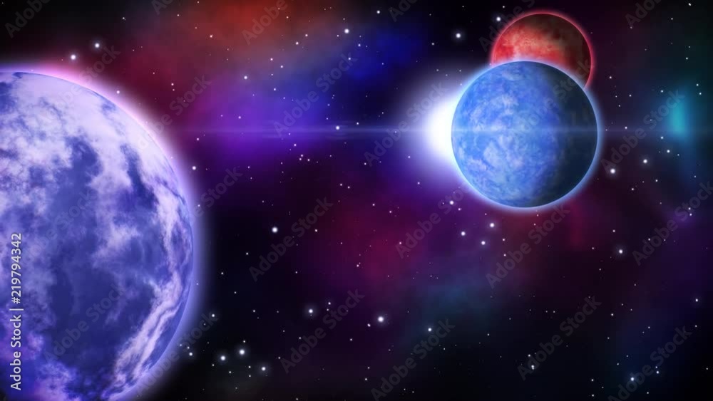 Poster planets in space. loop.