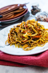 asian food fried noodle on the table