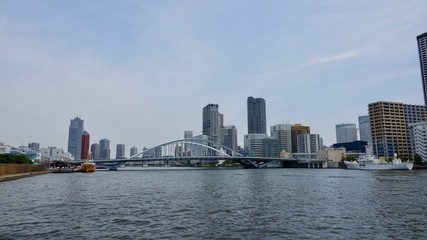 Naklejka premium Tokyo Skyline, Tokio Stadtansicht vom Sumida Fluß aus
