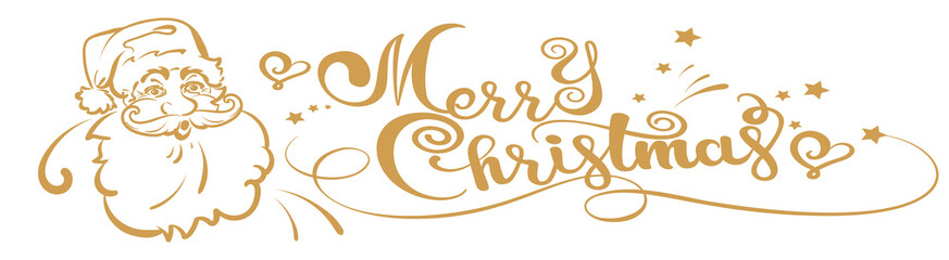 Fototapeta na wymiar Christmas card, text Merry Christmas and Santa Claus