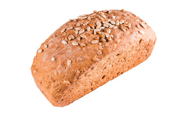 Healthy bread with seeds on a white isolated background. Healthy food,