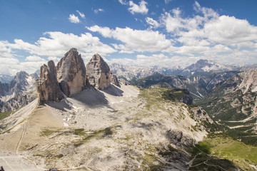Tre Cime di Lavaredo, Dolomiti, Dolomites, Italy as seen from  Paternkofel also known as Monte Paterno
