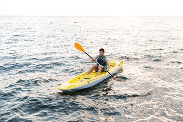 Man paddling the kayak