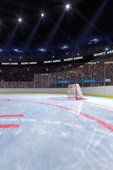 Sport hockey stadium 3d render whith people fans
