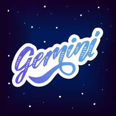 Gemini lettering Calligraphy Brush Text horoscope Zodiac sign