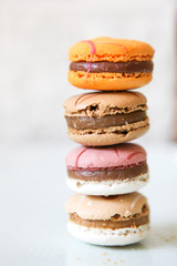 Delicious French Macarons, the yummy French pastry, stacked and looking delicious 