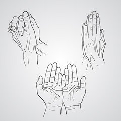 Praying Hands drawing vector illustration sketch