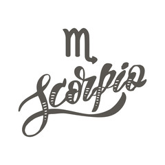 Scorpio lettering Calligraphy Brush Text horoscope Zodiac sign