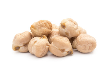 Close up of small chickpea pile isolated on white background