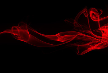 Red smoke on black background, fire design