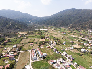 Fototapeta premium Aerial Drone View of Buildings, Trees at Erdek Turankoy / Balikesir Turkey.
