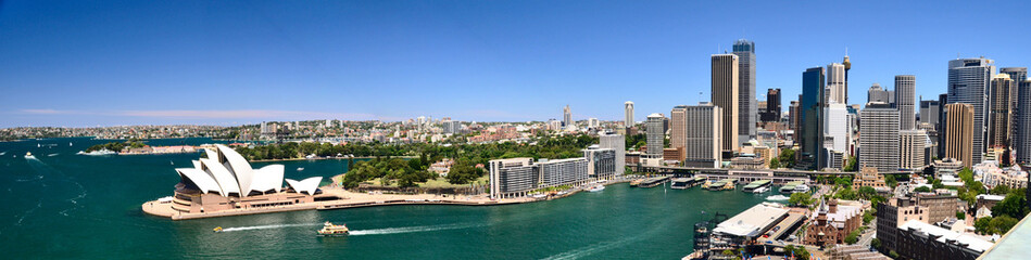 Sydney Harbour Panorama - View from the south-eastern pylon containing the tourist lookout towards...