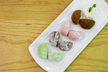 Daifukumochi, or Daifuku, is a Japanese confection consisting of a small round mochi stuffed with sweet filling