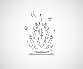 Icon of spruce tree shape. Vector.Line style