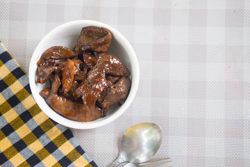 Fried pork liver mix with sugar