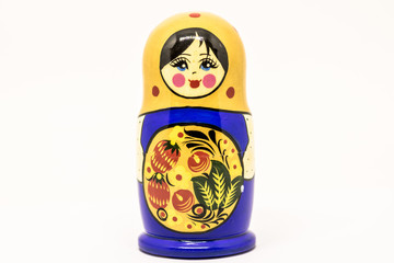 Matryoshka family. Russian doll on a White background. Matrioska art.