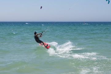 kitesurfing on the ocean