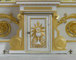 Tabernacle on the alter of Saint Peter's Catholic Church in Cheticamp, Nova Scotia
