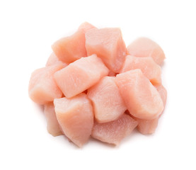 Fresh chicken fillet chunks isolated