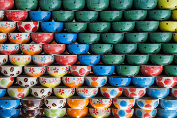 Colorful stacked cups.