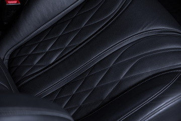 Black leather car seat