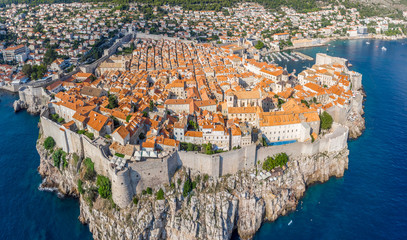 Aerial view of Dubrovnik old city in summer, Croatia