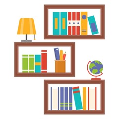 hanging book shelf, flat design