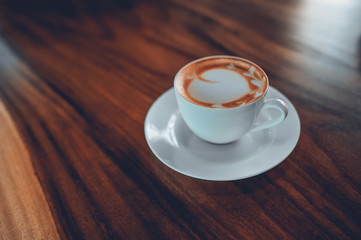 Hot coffee ready to drink in the morning. Espresso Coffee The likes of many people. Put on a beautiful wooden table