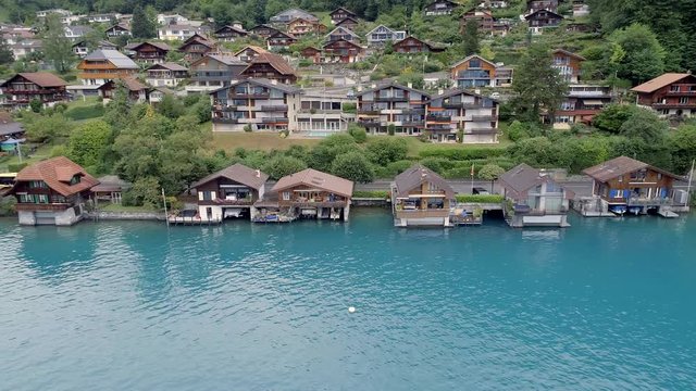 Aerial View of the Houses of Oberhofen in Switzerland