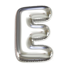Silver balloon font 3d rendering, letter E