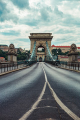 Obraz premium Széchenyi Chain Bridge landmark of Budapest, Hungary without any cars