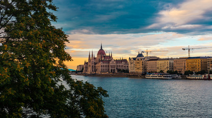 Tree view and the Hungarian Parliament Building from the Buda side of Budapest