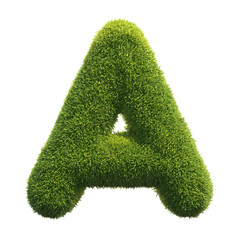 Grass font 3d rendering letter A