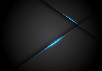 Abstract blue light line cross shadow on black blank space design modern futuristic technology background vector illustration.